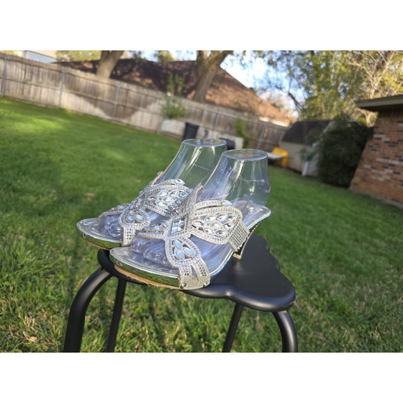 Italina by Summer Cutout Rhinestone Slide Sandals Mule Size 8 - Picture 2 of 12